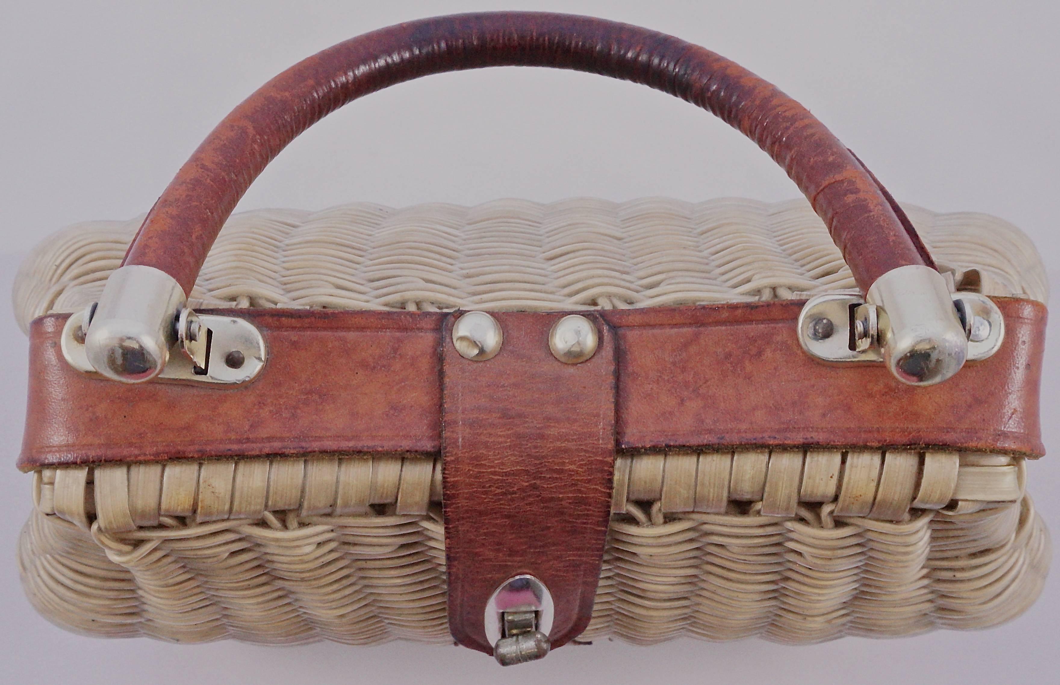 vintage wicker purse made in hong kong