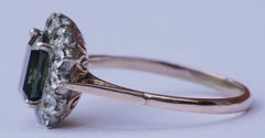 1930s 14ct Rose Gold, Green Zircon and White Sapphire Ring