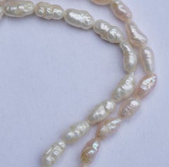 Two Strands of Vintage 1970s Baroque Rice Pearl Necklaces
