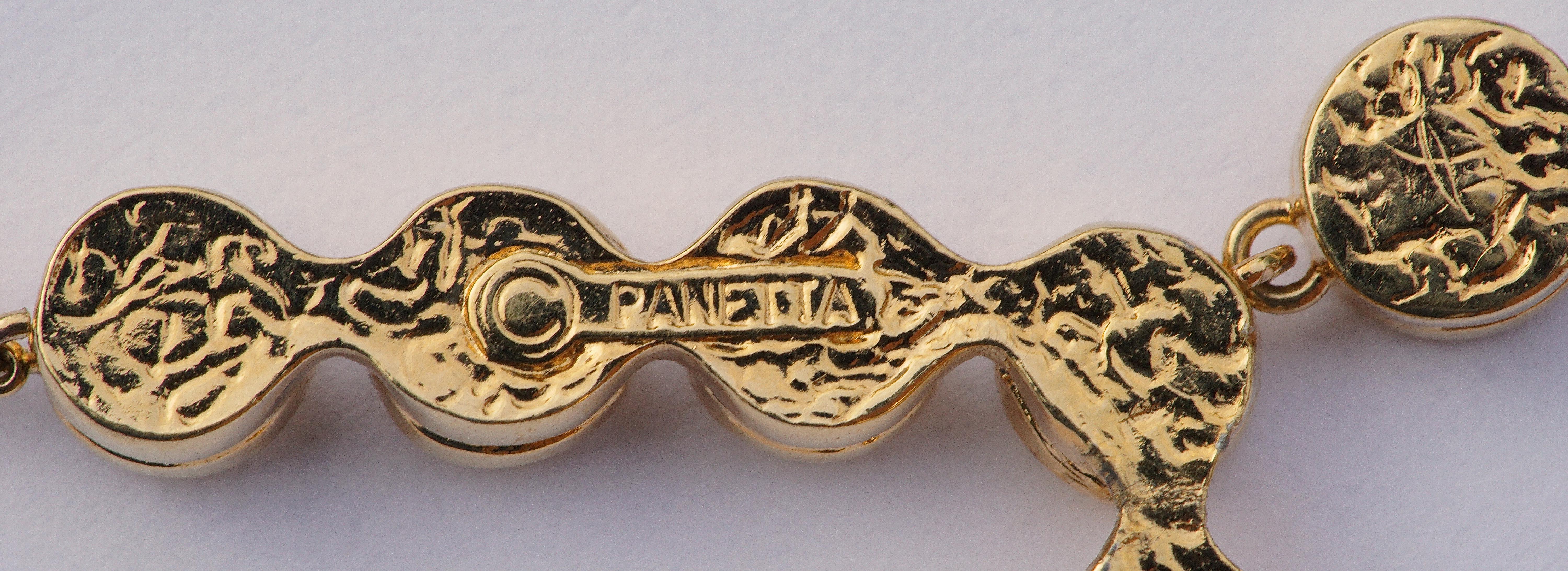 Panetta Collier vintage en forme de goutte en or et faux diamant Pour femmes en vente