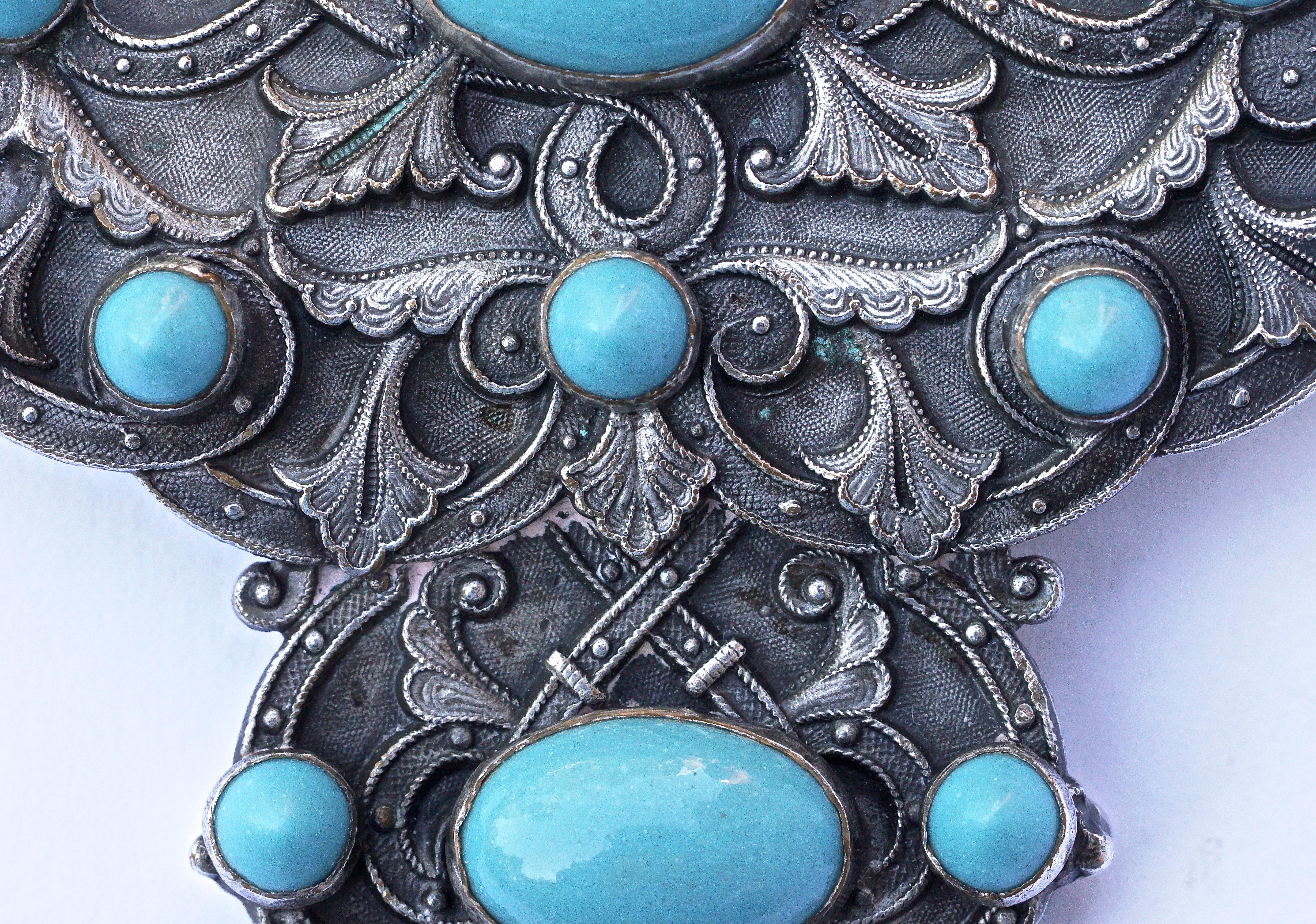 Ceinture à boucle en verre turquoise et plaqué argent Art Nouveau Piel Freres Bon état - En vente à London, GB