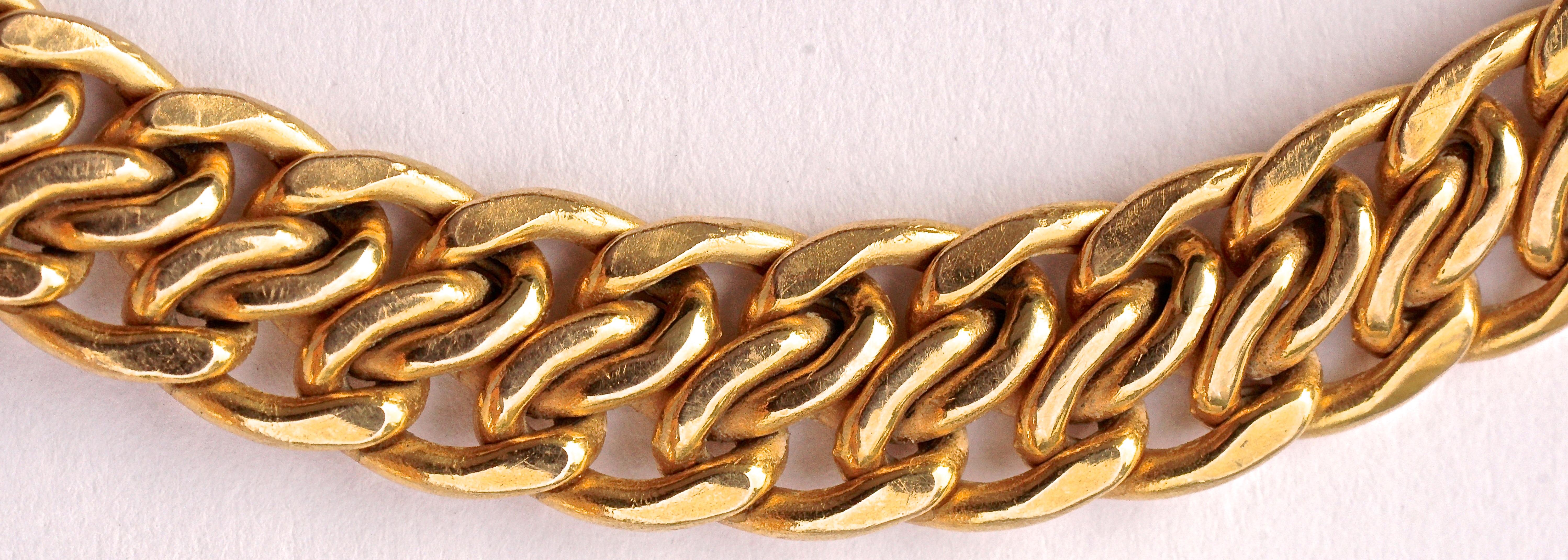 Milor Italian Fancy Link 14 Karat Gold Chain Bracelet In Good Condition In London, GB