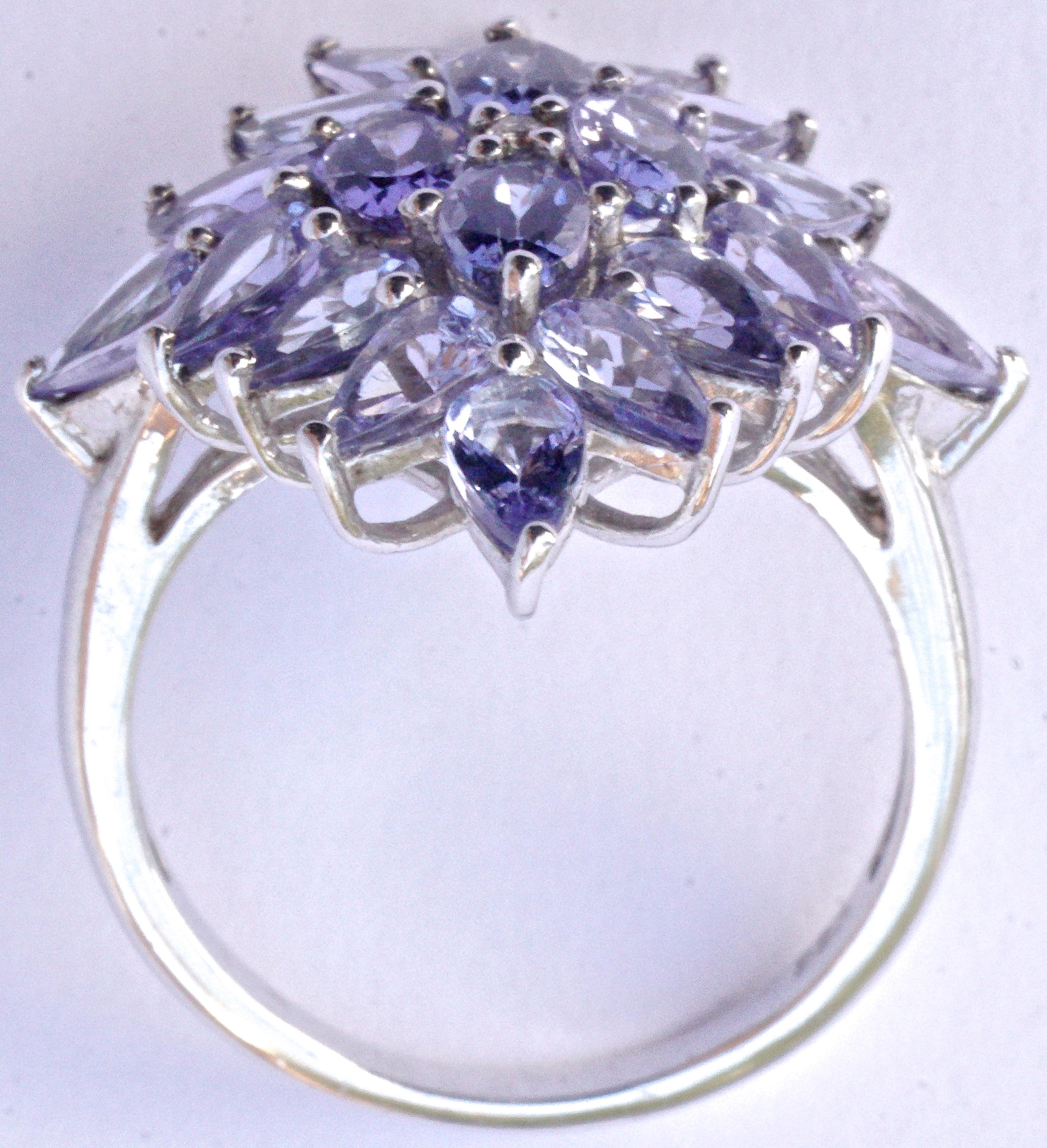 Silver and Faux Tanzanite Dress Ring, circa 1990s For Sale 1