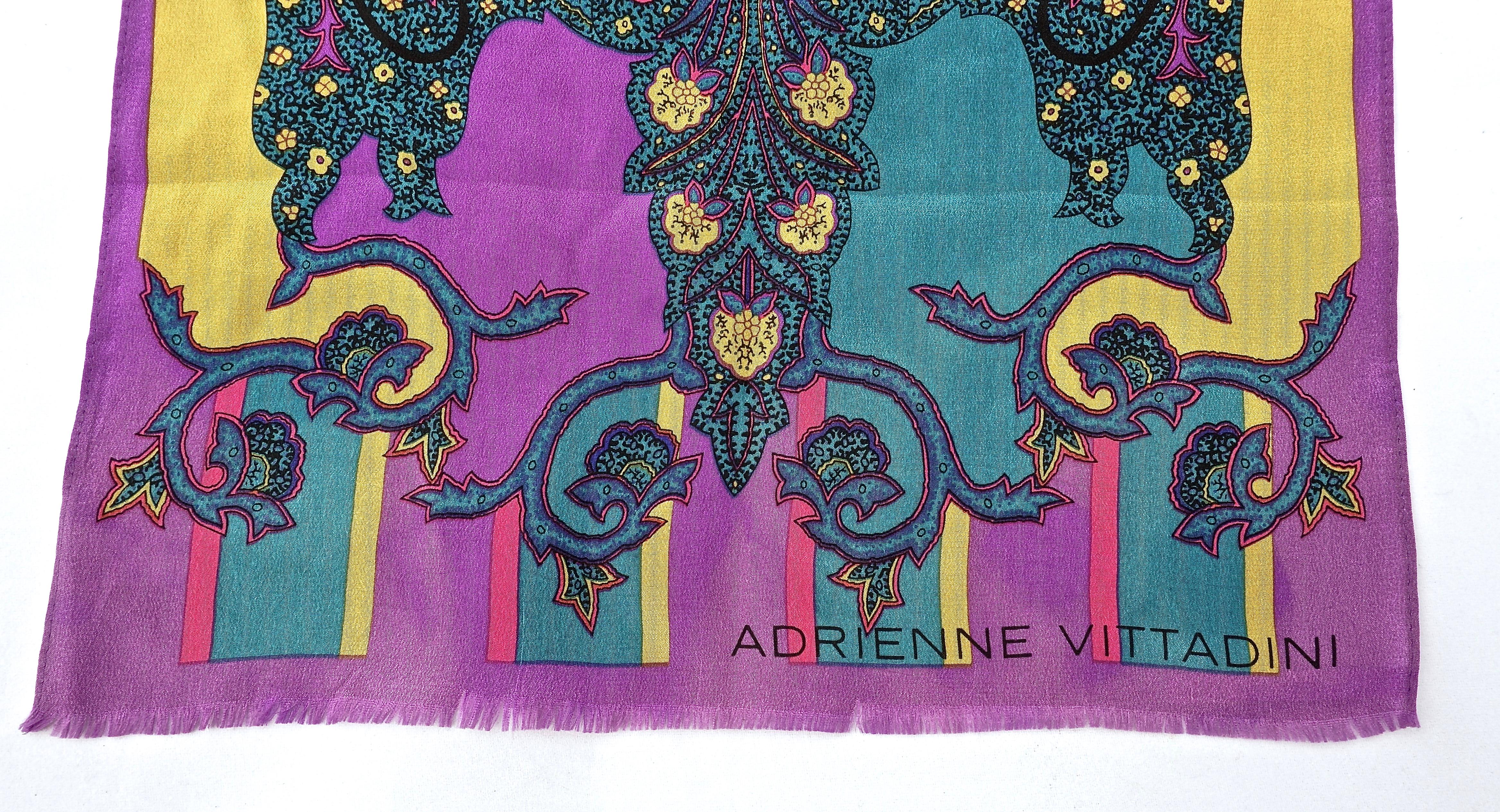 Long Adrienne Vittadini Pure Silk Scarf with a Multi Coloured Paisley Print 2