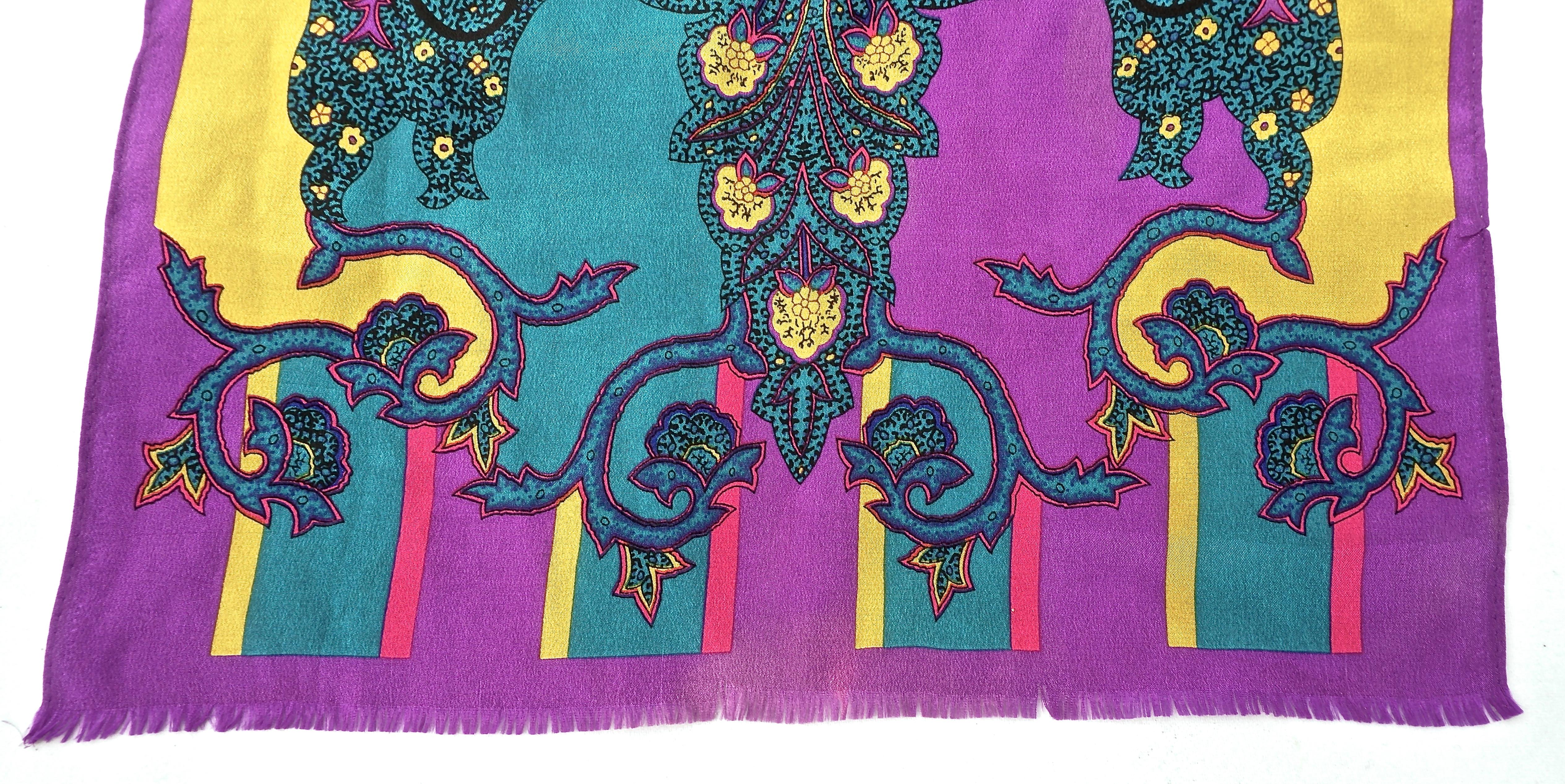 Long Adrienne Vittadini Pure Silk Scarf with a Multi Coloured Paisley Print 3