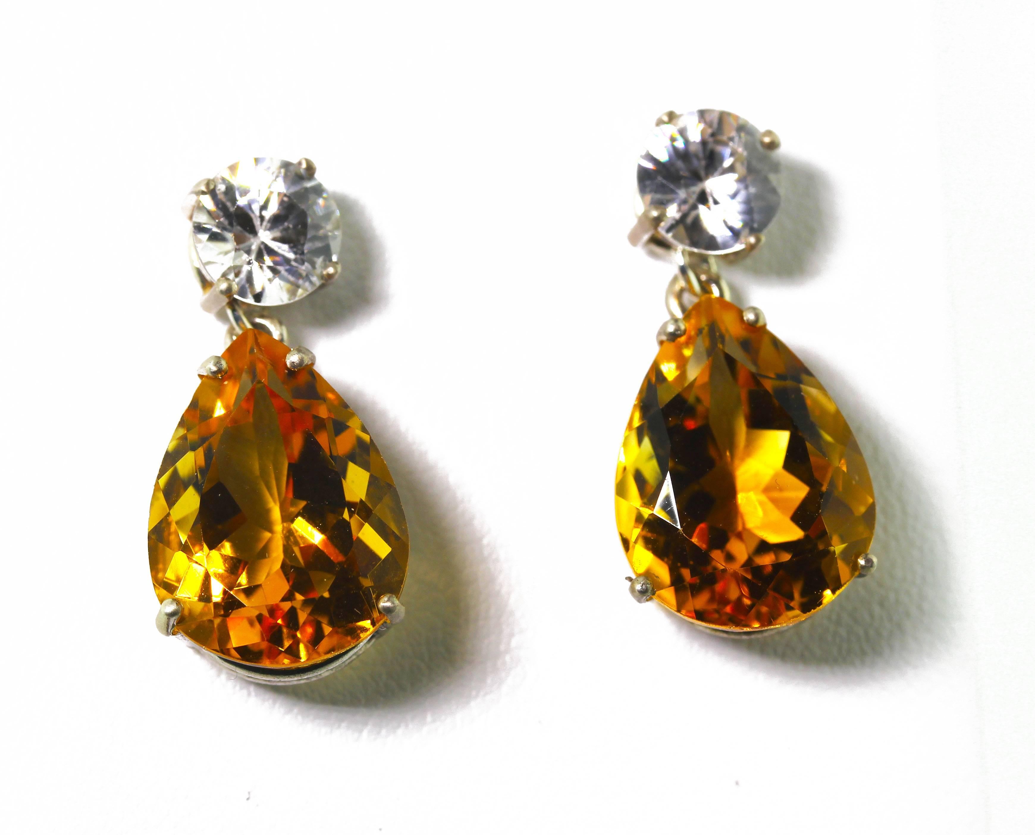 AJD Glittery 3.66Ct Natural Zircon & 15.4Cts Golden Citrine Earrings In New Condition For Sale In Raleigh, NC