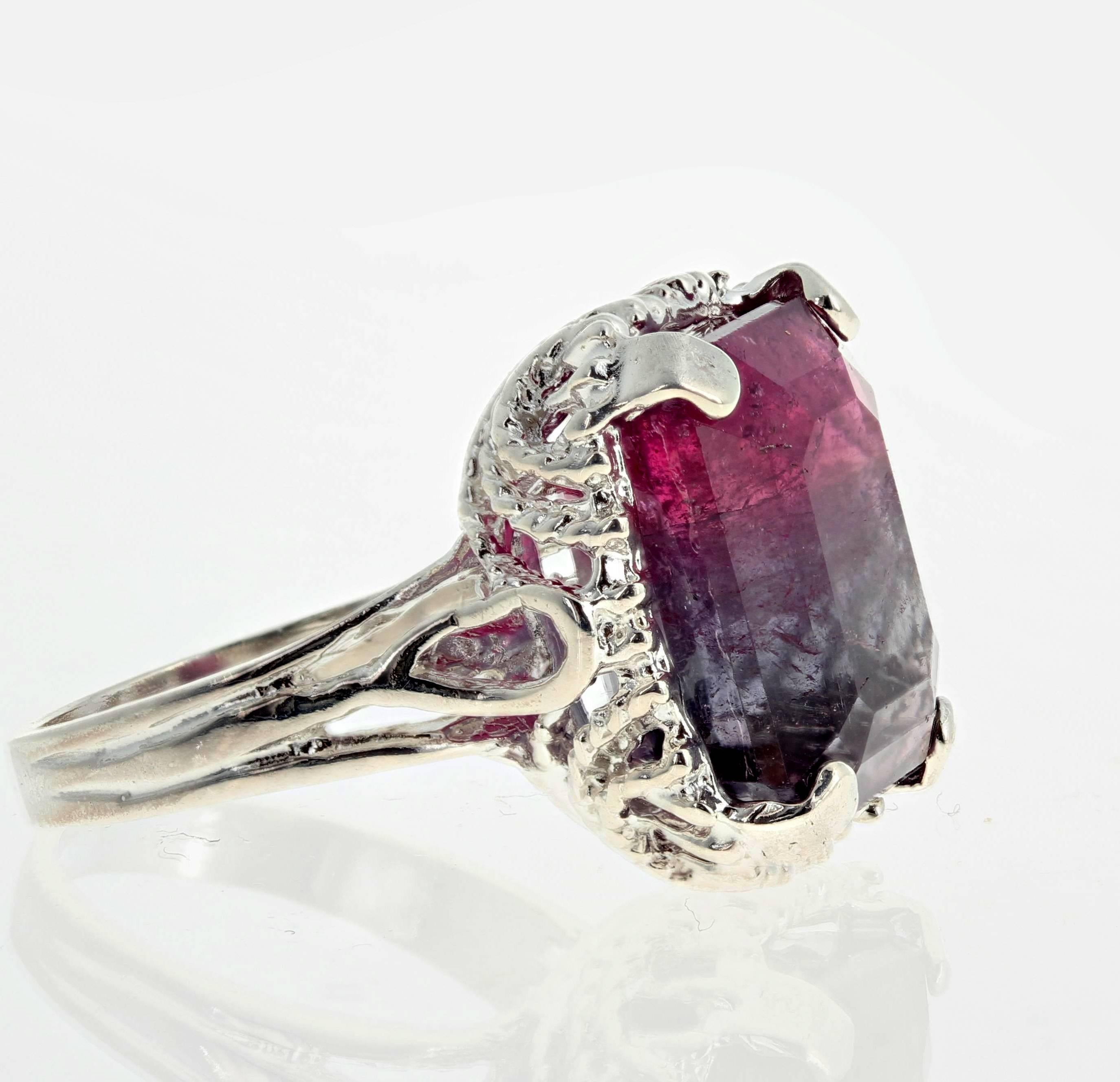 Women's or Men's Unique Bi-Color Tourmaline Sterling Silver Ring