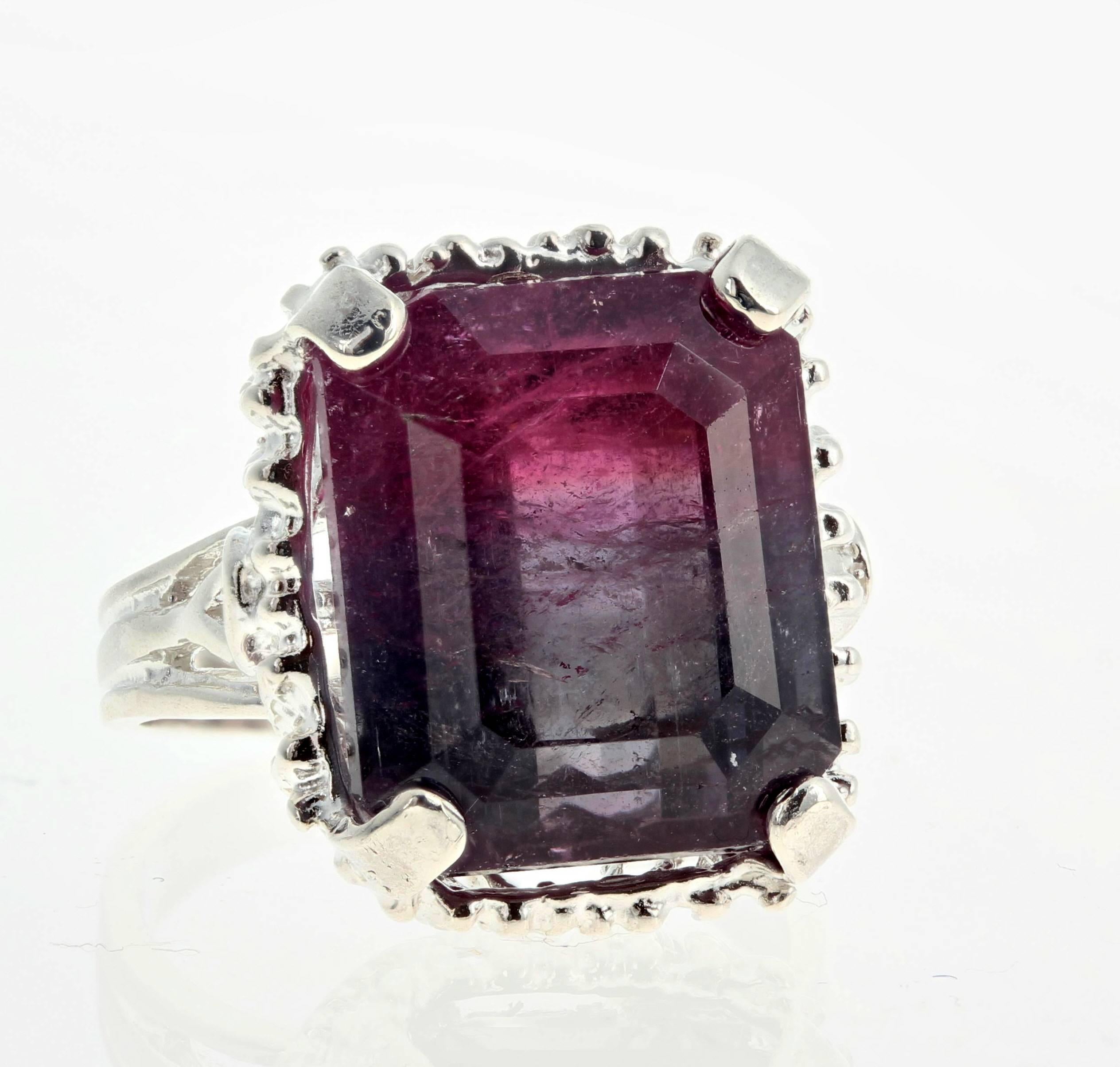 Unique Bi-Color Tourmaline Sterling Silver Ring 2