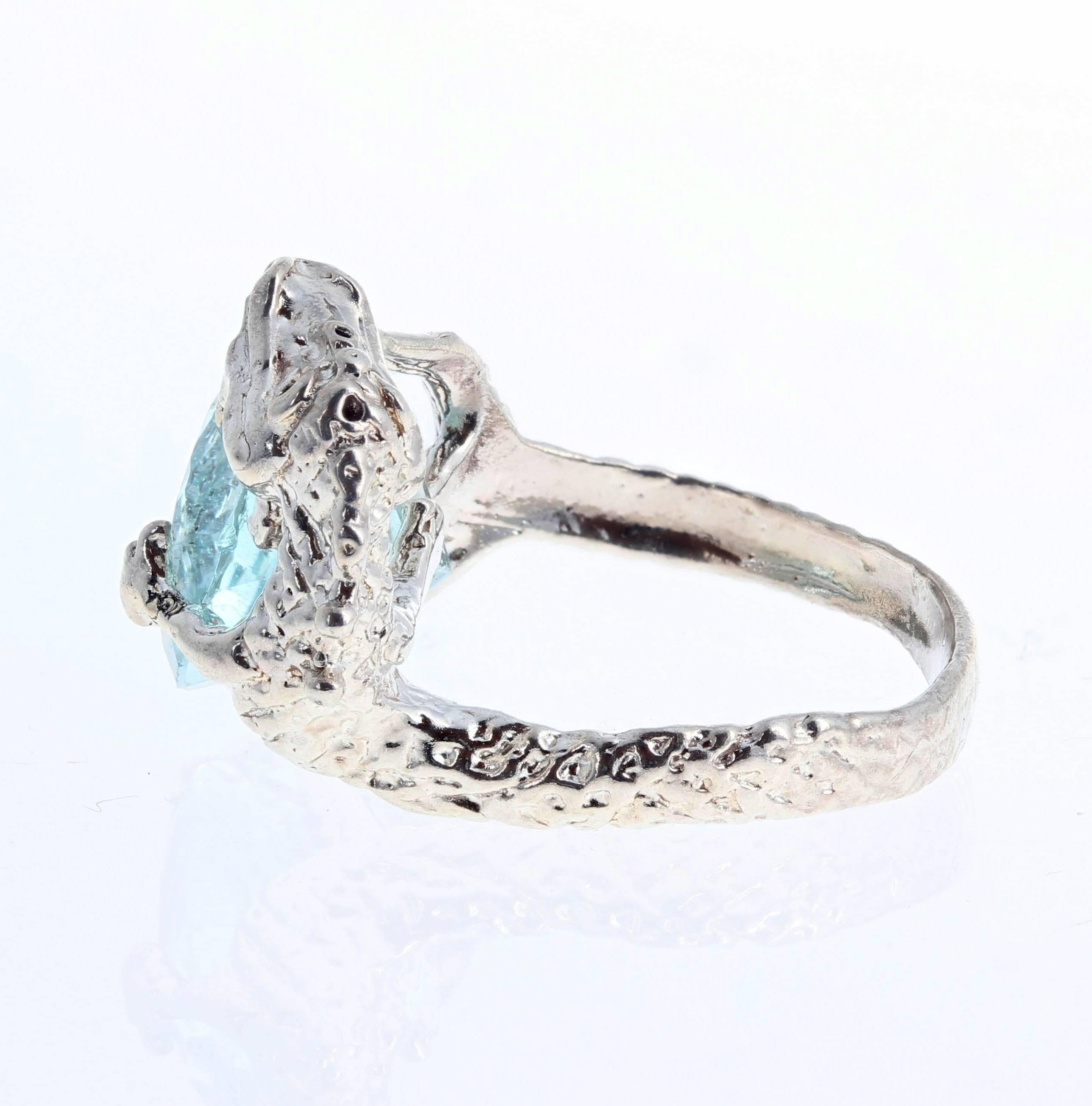 7.8 Carat Aquamarine Sterling Silver Ring 4