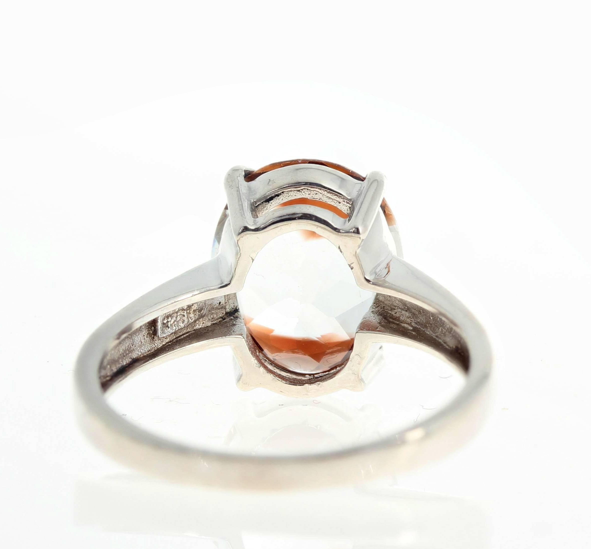 Oval Cut Gemjunky Unique Amazing Modern 5 Carat Two-Color Topaz Sterling Silver Ring