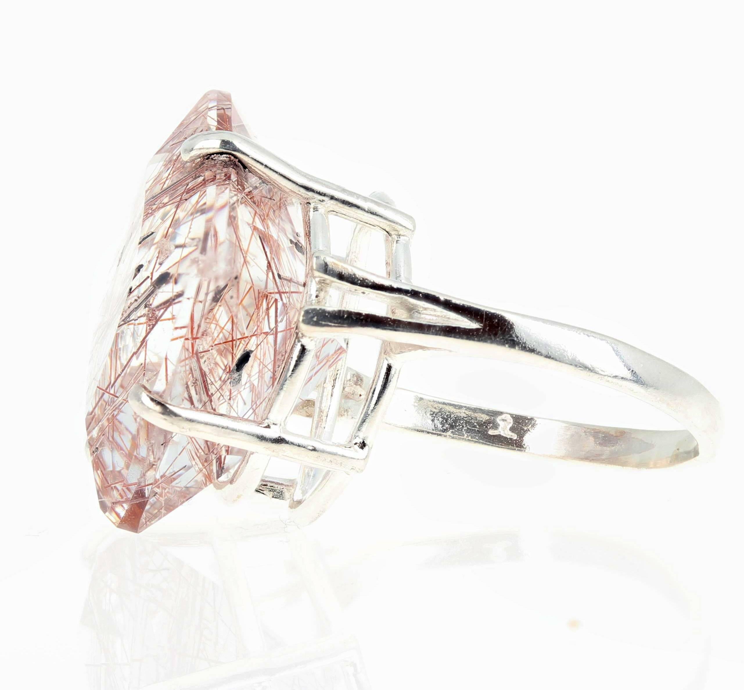 Women's 20 Carat Rutile Quartz Sterling Silver Ring