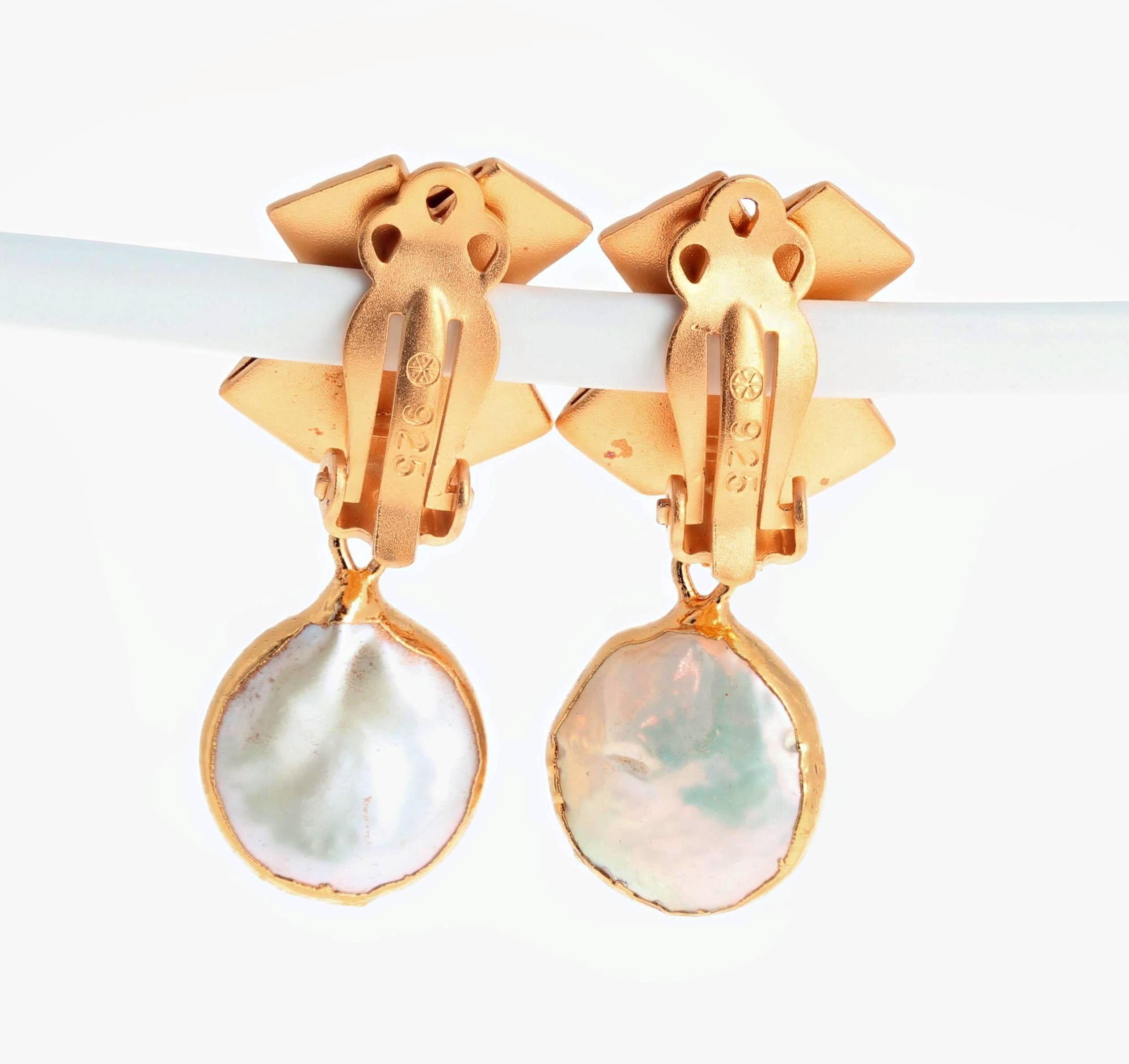 Mixed Cut Gemjunky Chic Handmade Clip-on Vermeil (gold plated) Pearl Earrings