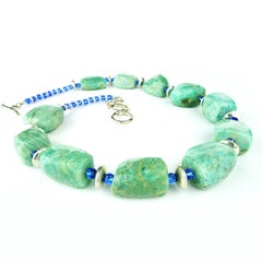 AJD Amazing Amazonite and Sparkling Blue Czech Beads Necklace