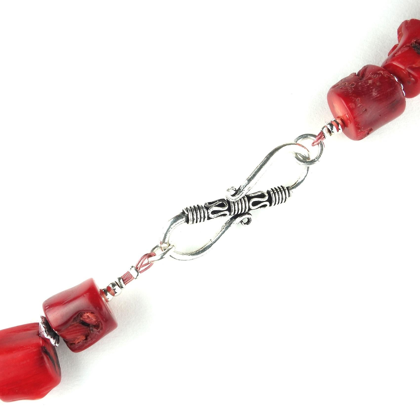 Bead Gemjunky Red Coral Necklace with Silver Tone Accents