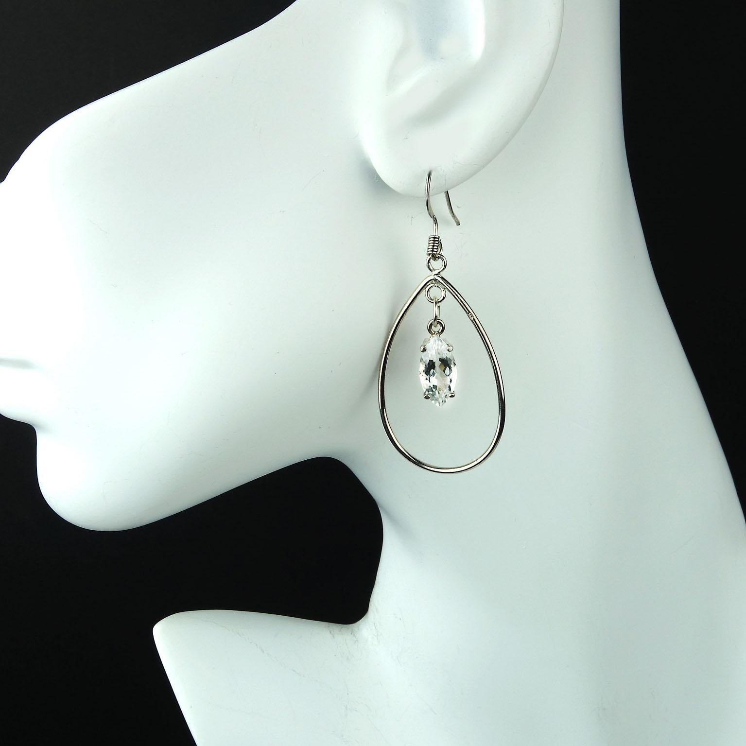 Marquise Cut AJD Earrings of Sterling Silver Teardrops with Sparkling Sri Lankan Spinel