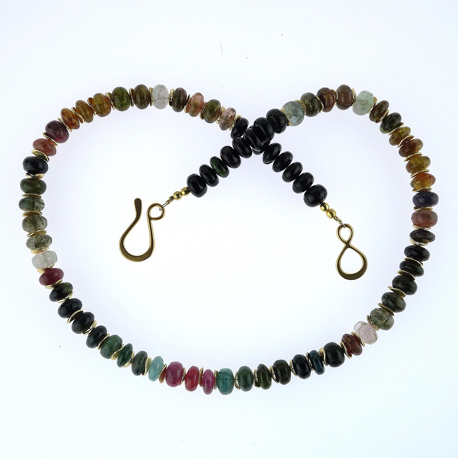 Multi Color Tourmaline Necklace In New Condition In Raleigh, NC