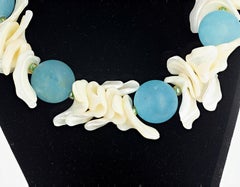 AJD DRAMATIC Chic Natural REAL Aquamarines & Pearl Shell 18" Necklace
