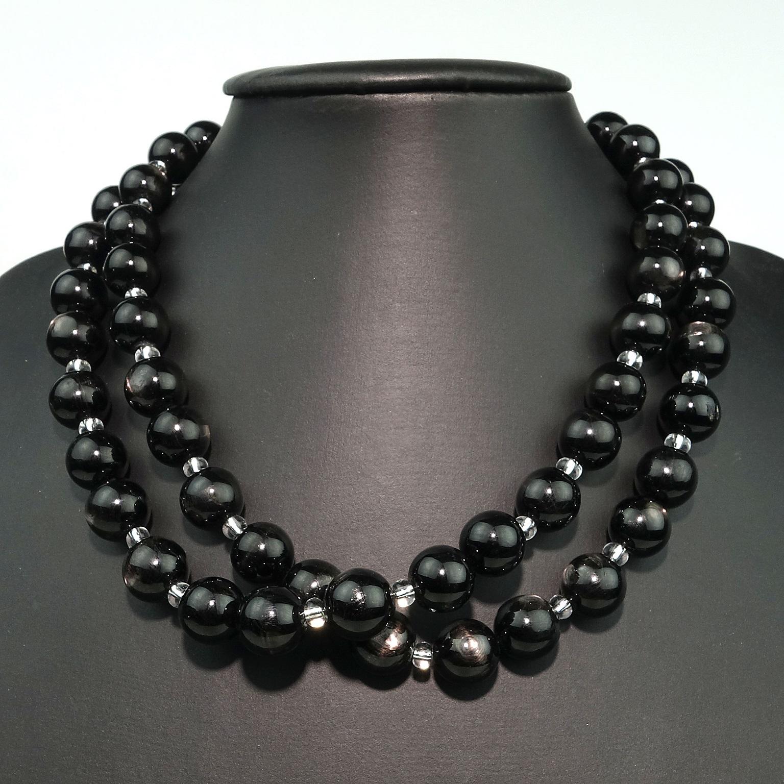 AJD Stunning Black Opera Length Necklace In New Condition In Raleigh, NC