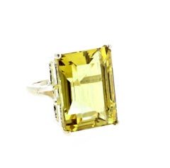Huge Glowing Lemon Quartz Sterling Silver Ring