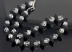 AJD Superbly Elegant Black Onyx & Clear Brilliant Natural Quartz 19.5" Necklace