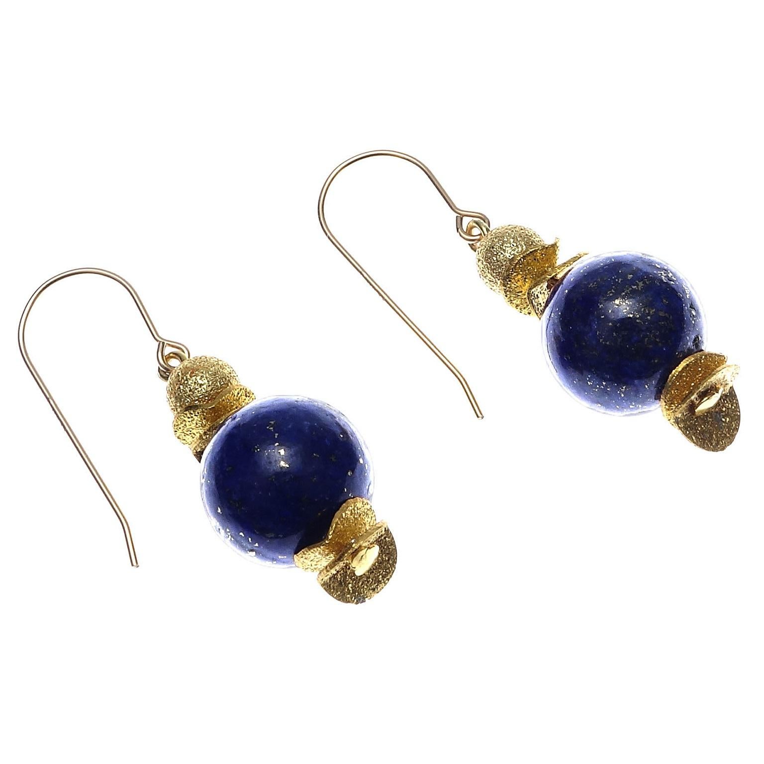 Lapis Lazuli Earrings with Gold French hooks
