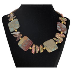 AJD Magnificent Natural REAL Serpentine & REAL Natural Glittering Pearl Necklace