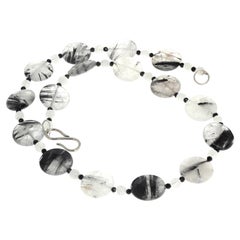 AJD Beautifully Dramatic Natural Rutilated Translucent Quartz 18" Necklace
