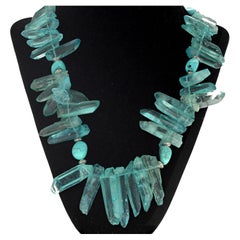 AJD Absolutely HUGE Dramatic Artistic REAL Aquamarines & Turquoise 21" Necklace