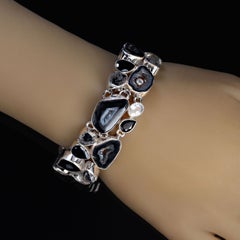 AJD Elegant Black and White Gemstone Bracelet