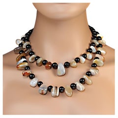 Used AJD Stunning Botswana Agate Nugget and Black Onyx Two strand necklace
