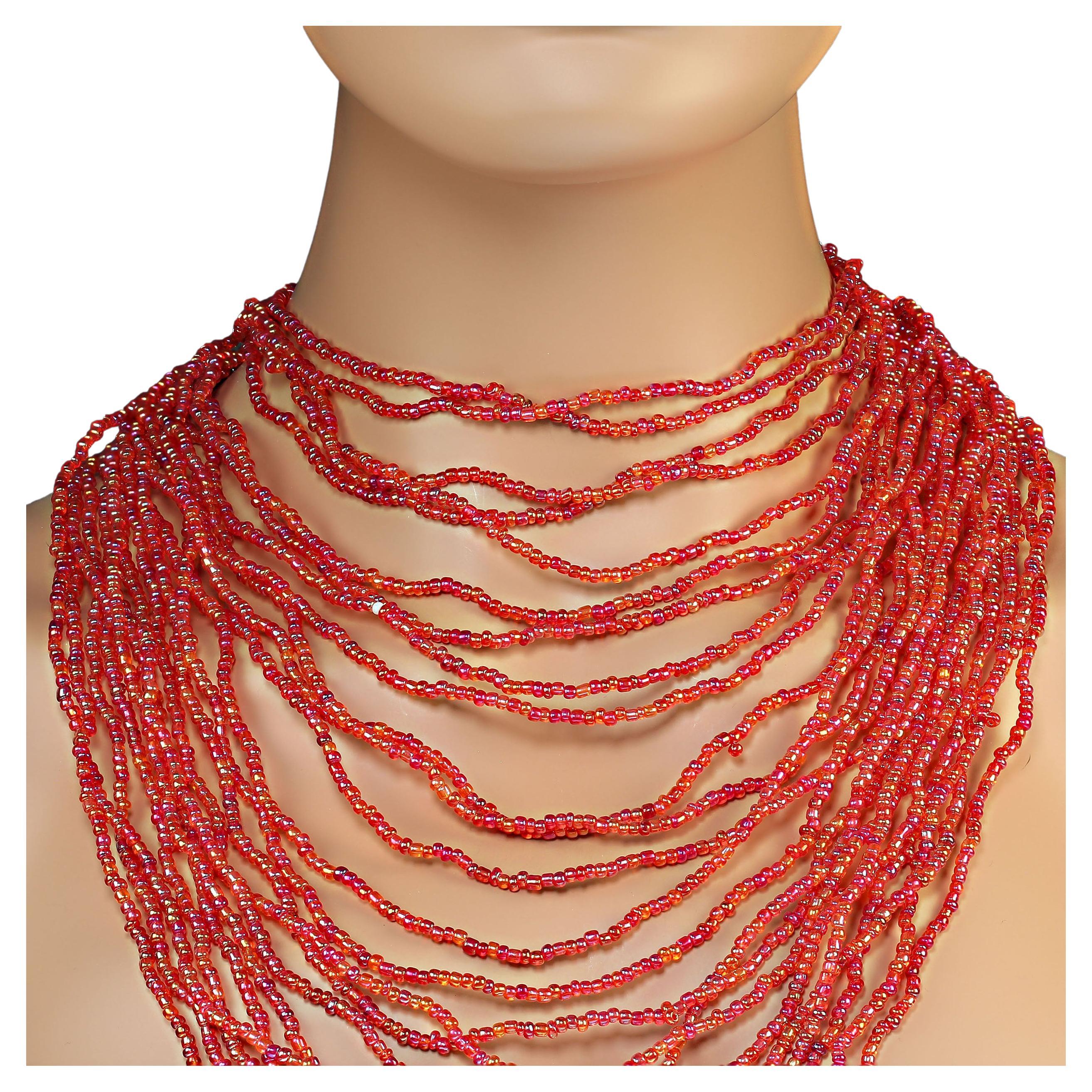 AJD Pink Multi-strand Seed bead Necklace For Sale