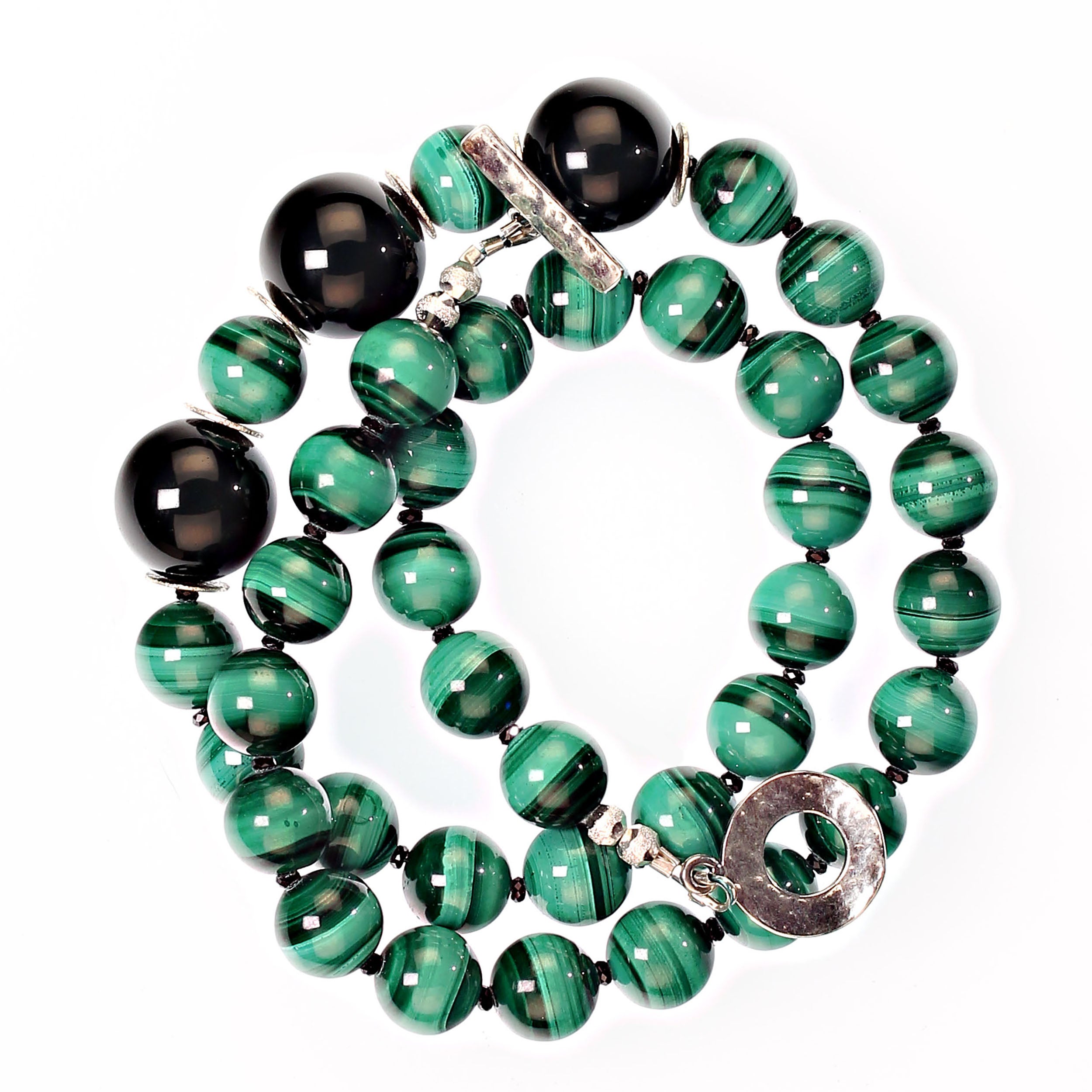 AJD Magnifica collana di Malachite da 20 pollici con Spinello e Onice  Un grande regalo! in vendita