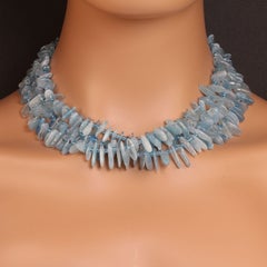 17 Inches Elegant Aquamarine Three strand necklace  Terrific Gift!