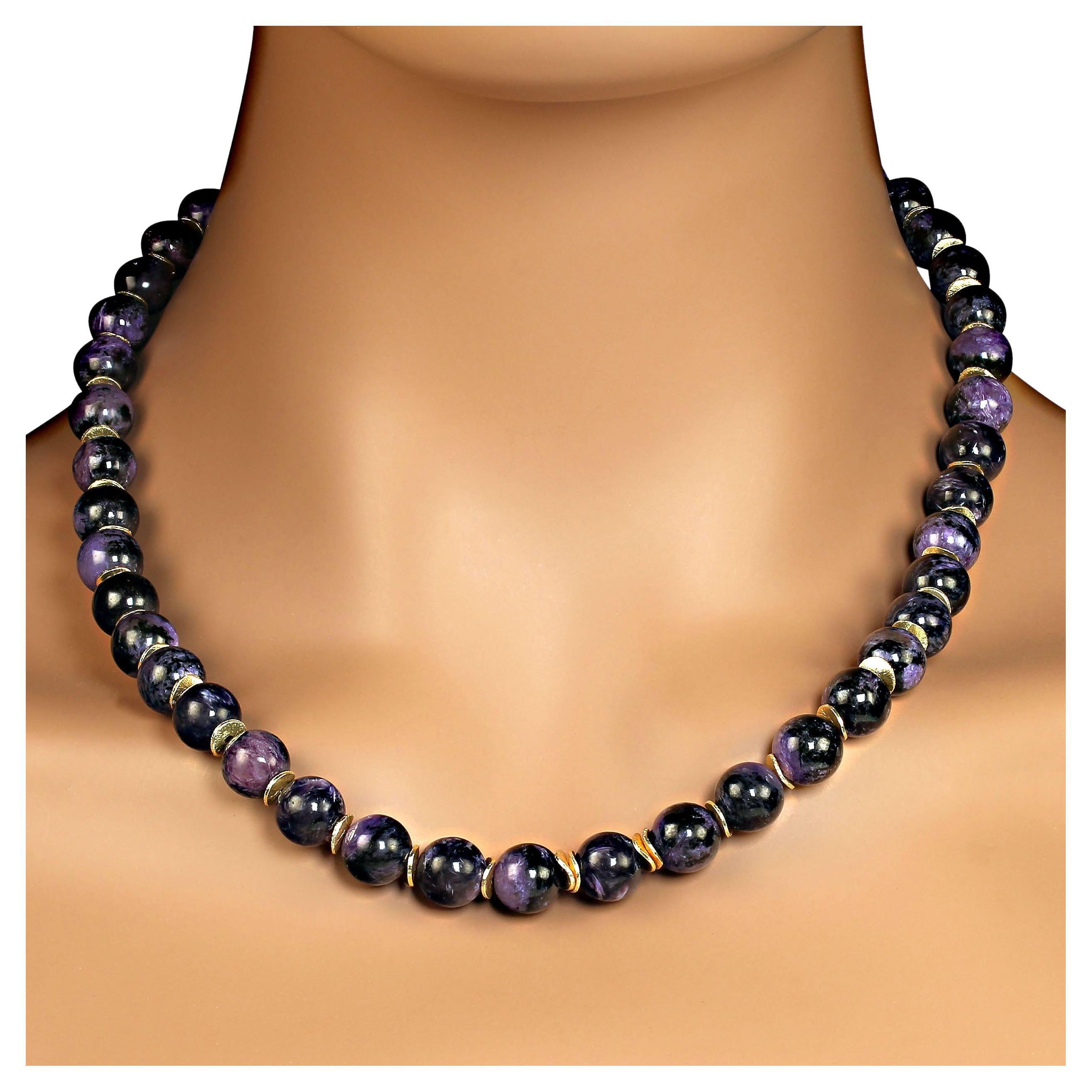 Collana di charoite viola con accenti dorati  Un regalo perfetto!