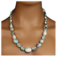 AJD 23 Inch Graduated Polished Larimar Necklace  Perfect Gift