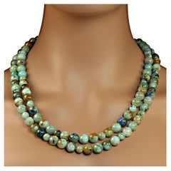 AJD 22 Inch Double strand necklace of green Chrysocolla  Great Gift!