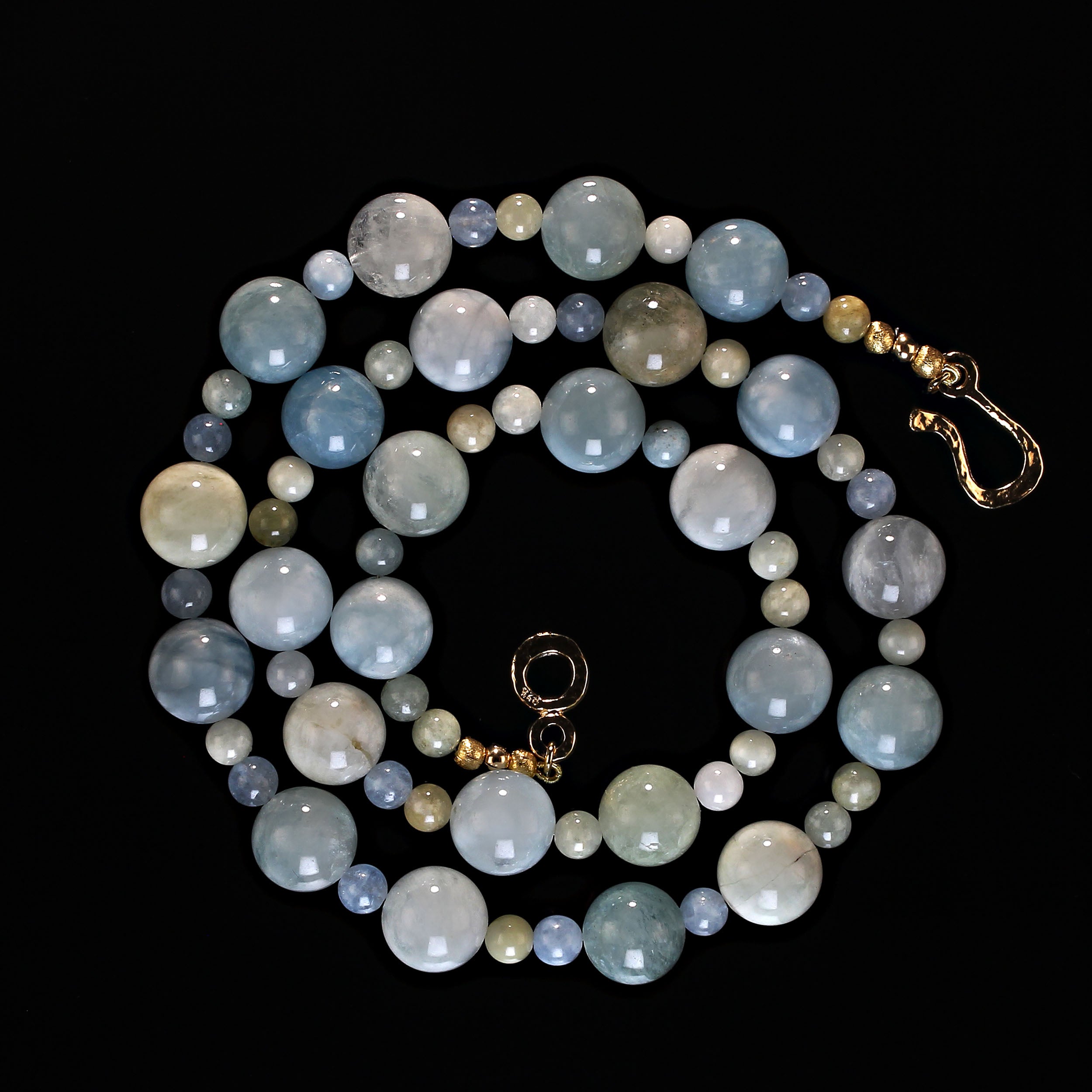 AJD 26 Inch Aquamarine-Beryl necklace in alternating shades of Blue and green