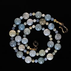 AJD 26 Inch Aquamarine-Beryl necklace in alternating shades of Blue and green