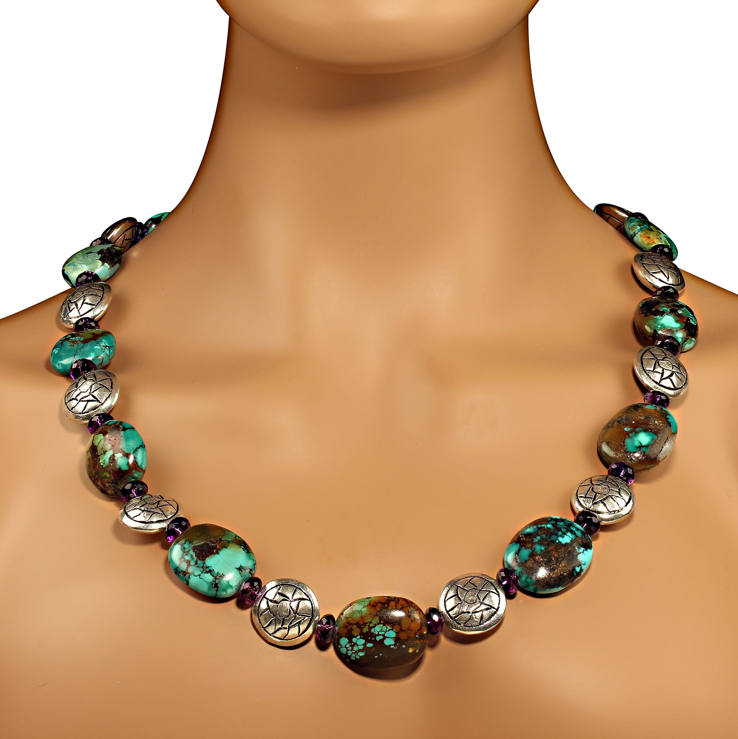 AJD Unique and Exciting Hubei Turquoise 26 Inch necklace For Sale