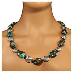 Hubei Turquoise and Amethyst Necklace, 26-Inch by Aria Jewelry Design