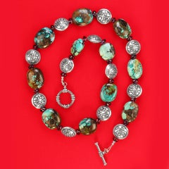 AJD Einzigartige und aufregende Hubei-Halskette in Türkis 26 Zoll mit Türkis