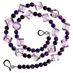 Aria Jewelry Design 21-Inch Rose de France Amethyst Cube Necklace