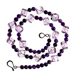 Aria Jewelry Design 21-Inch Rose de France Amethyst Cube Necklace