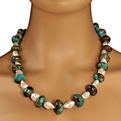 AJD 22 Inch Necklace Hubei Turquoise Mixed with White Freshwater Pearl