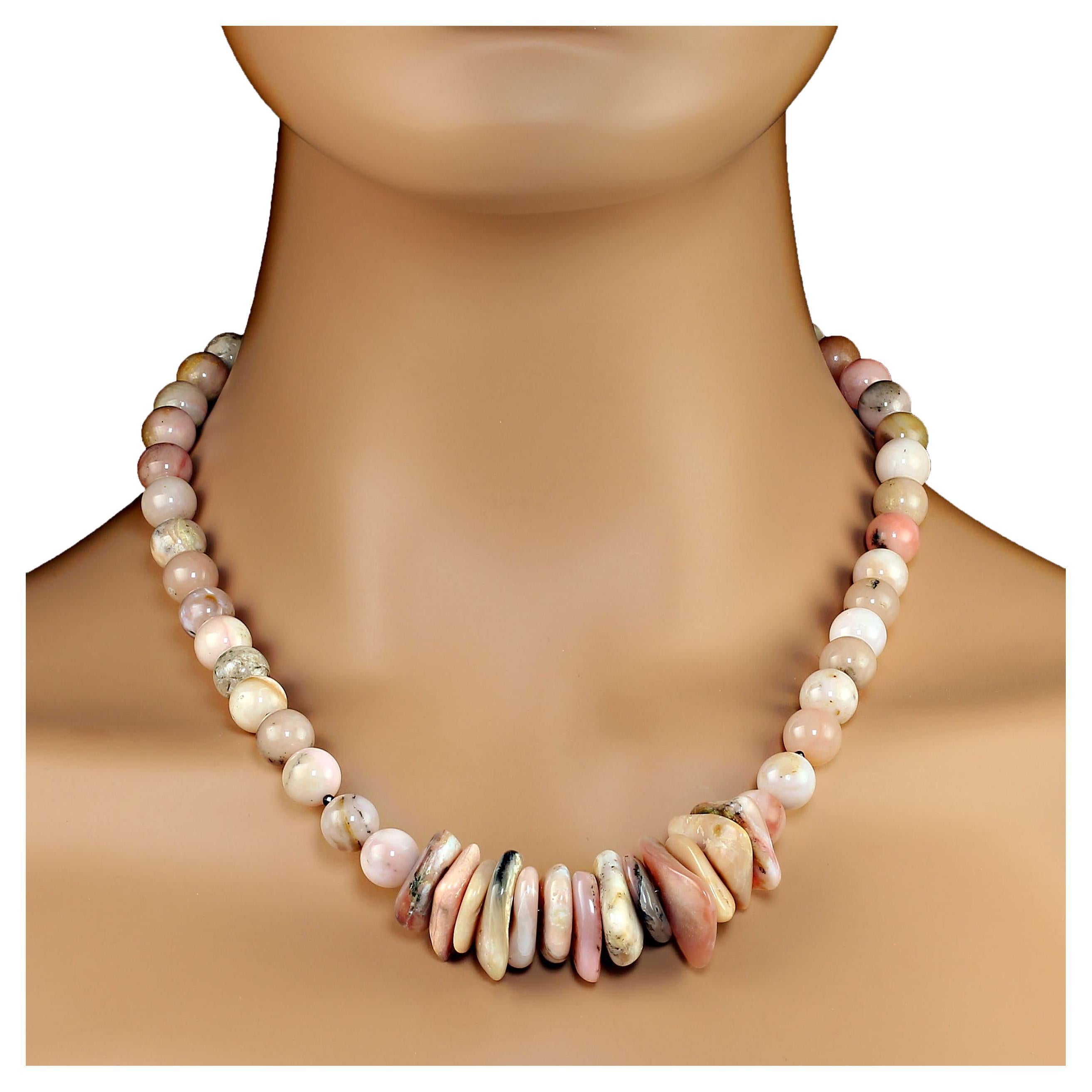 AJD 20 Inch Unique Pink Peruvian Opal Necklace For Sale