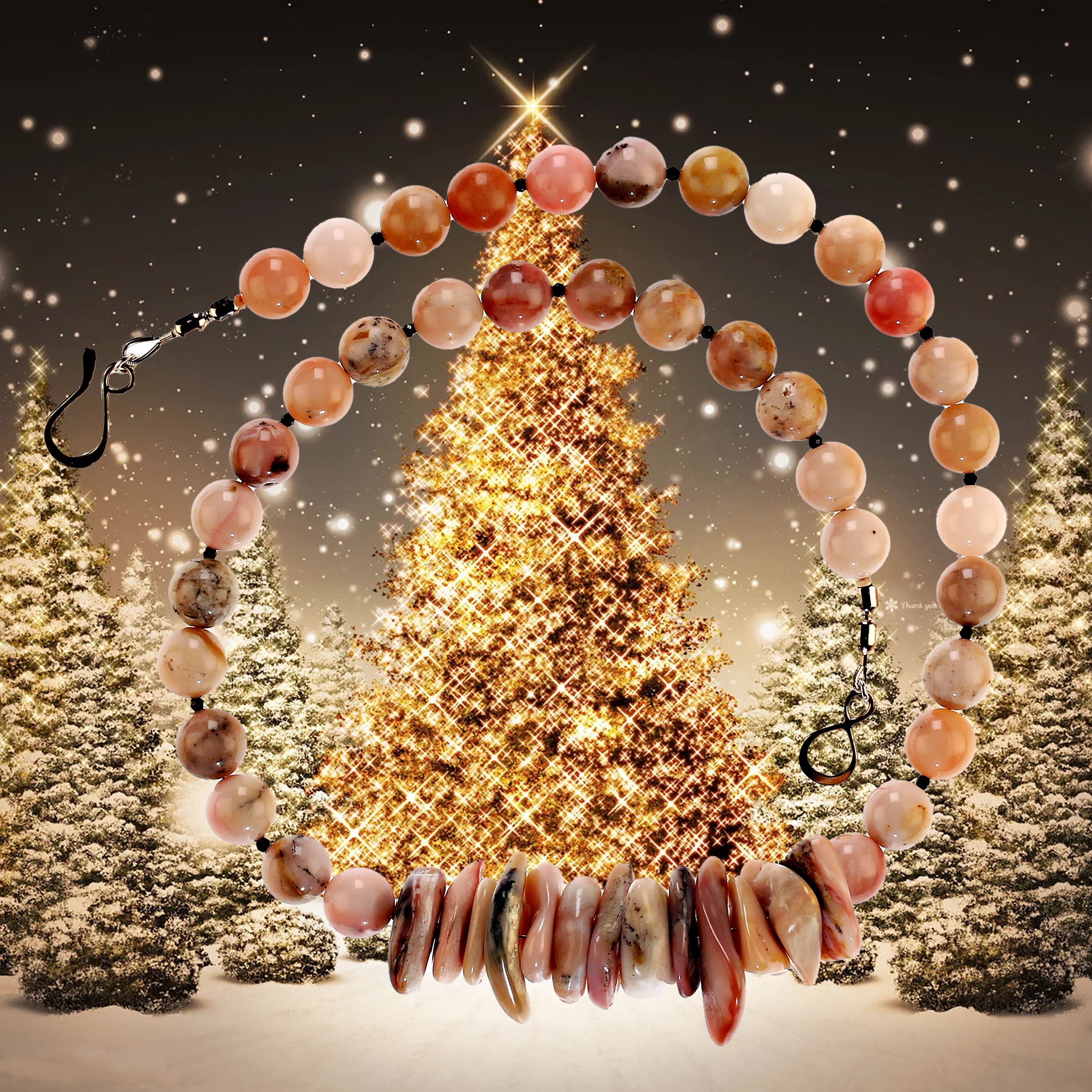 AJD Collier unique en opales du Pérou roses de 20 pouces