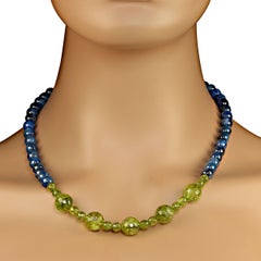 AJD 19 Inch Unique Peridot and Kyanite Necklace Perfect for Winter  Great Gift!