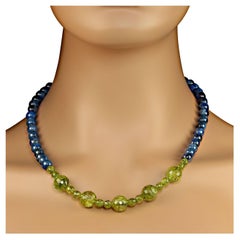 AJD 19 Inch Unique Peridot and Kyanite Necklace Perfect for Winter  Great Gift!
