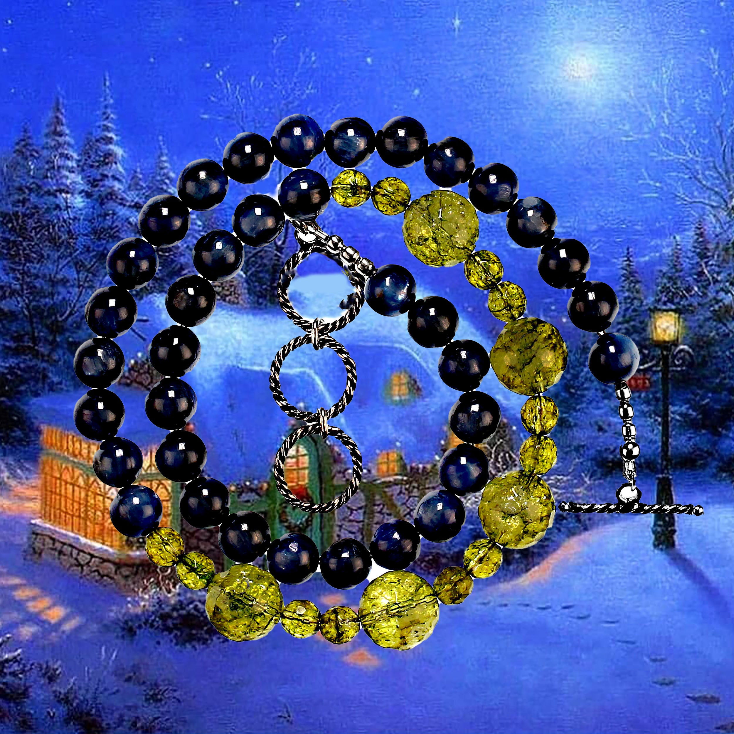 AJD Collana unica di peridoto e kianite da 19 pollici, perfetta per l'inverno  Un grande regalo! In condizioni Nuovo in vendita a Raleigh, NC