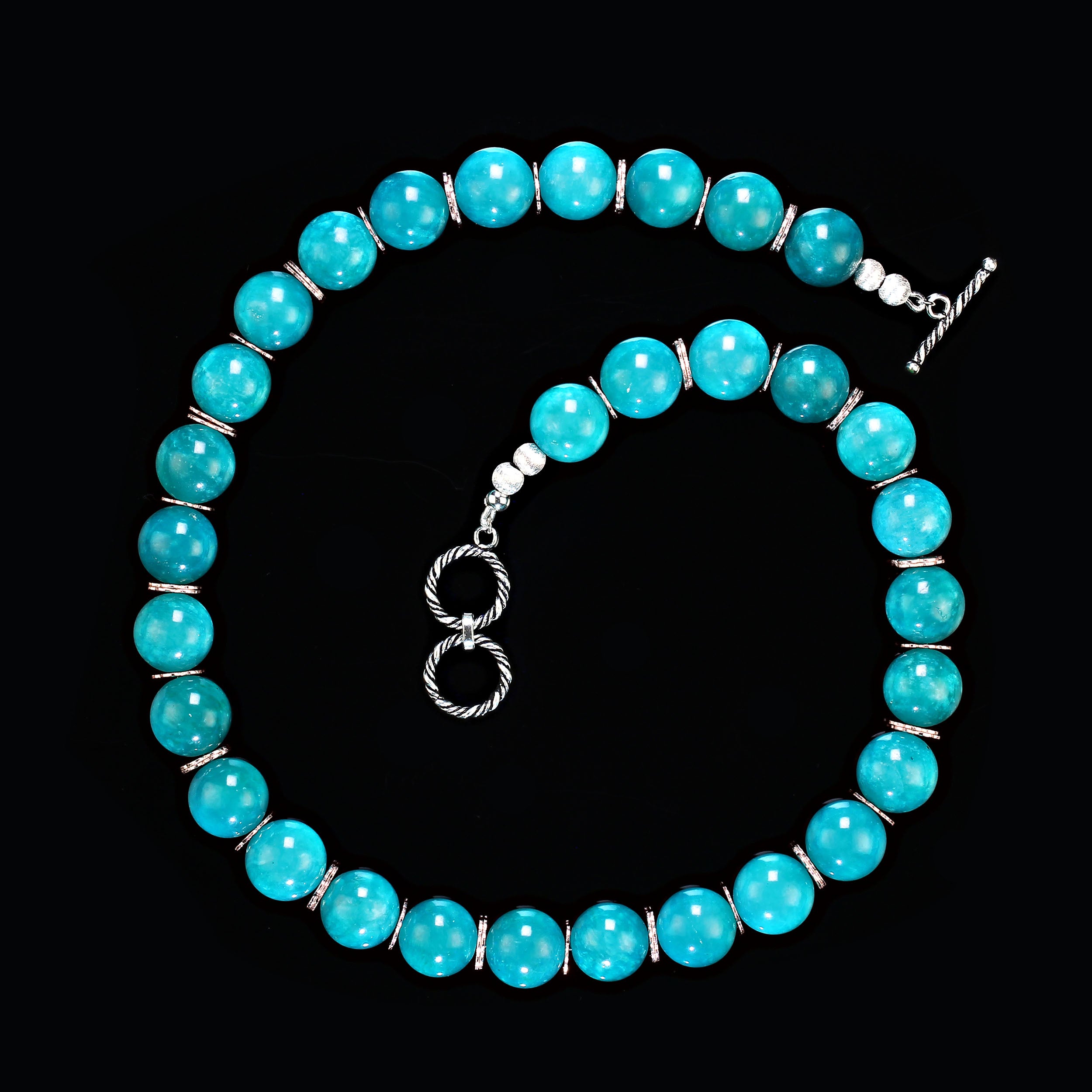 AJD Magnifique collier d'amazonite de 20 pouces d'un vert éclatant  Excellent cadeau !